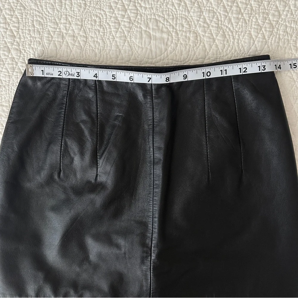 Vintage 80s Pia Rucci Black Leather Pencil Skirt Women’s - Picture 6 of 11